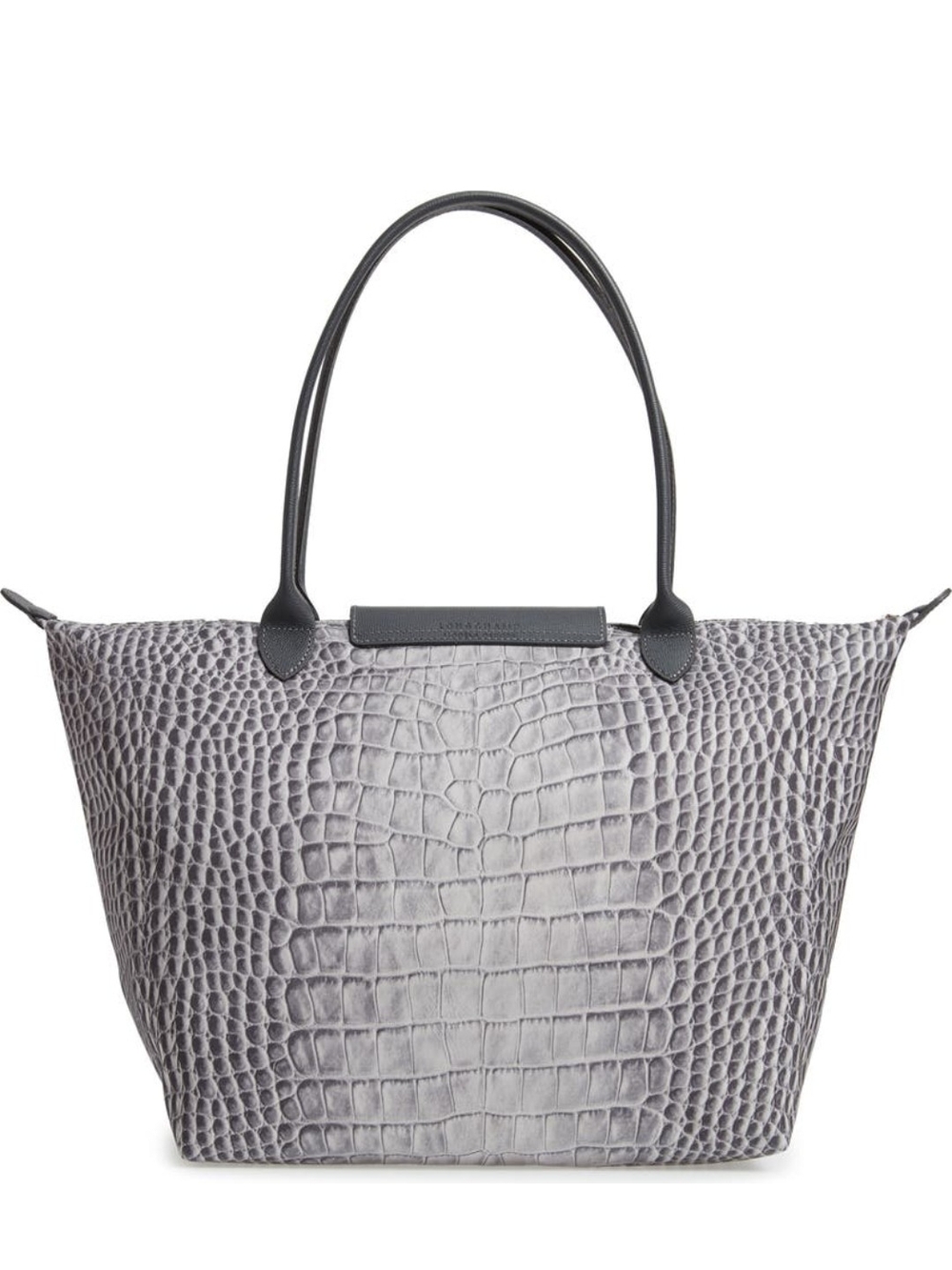 Longchamp Le Pliage Croc-Print Nylon Tote Bag in grey Large - Picture 2 of 16